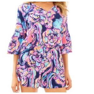 Lilly Pulitzer Del Lago Romper‎ Nauti Navy Boho Bateau Size M Resortwear Beach